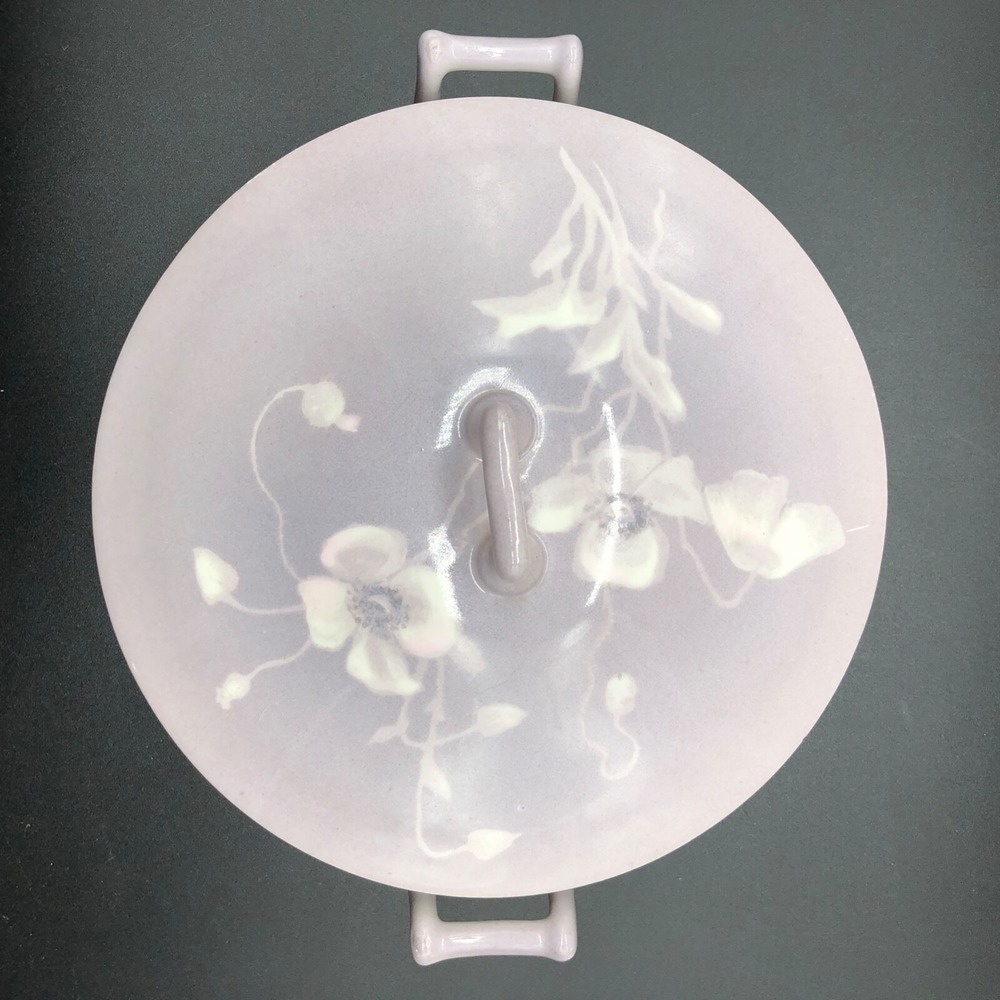 Theodore Haviland Limoges 10" Covered Round Serving Dish Purple White Flower Vtg